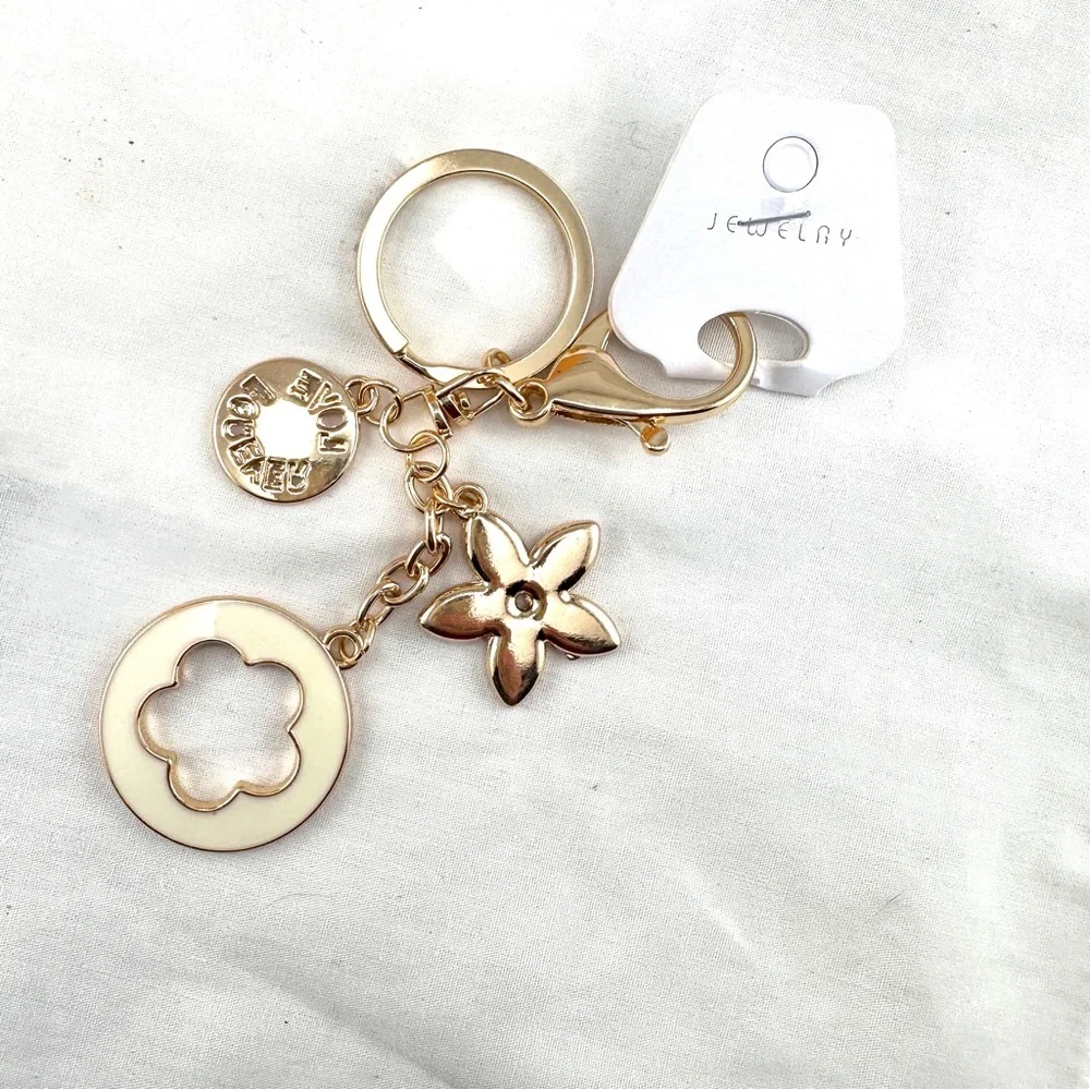 Unbranded keychain or purse charm. Gold and black. NEW.